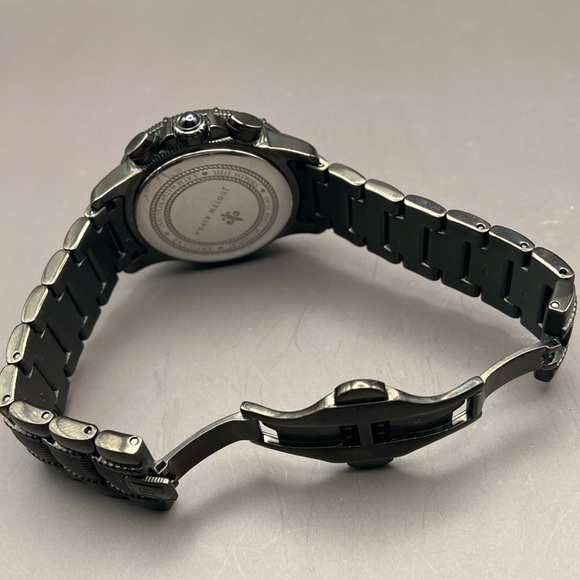Judith Ripka Stainless Steel Chronograph Textured Watch Black Average - Picture 6 of 11